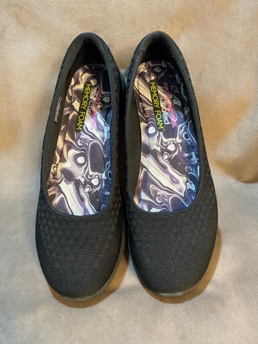 Skechers Black Women's Slip-On Memory Foam Ballet Flats